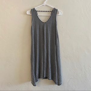 Acemi Ribbed Black & White Striped Mini Dress Small